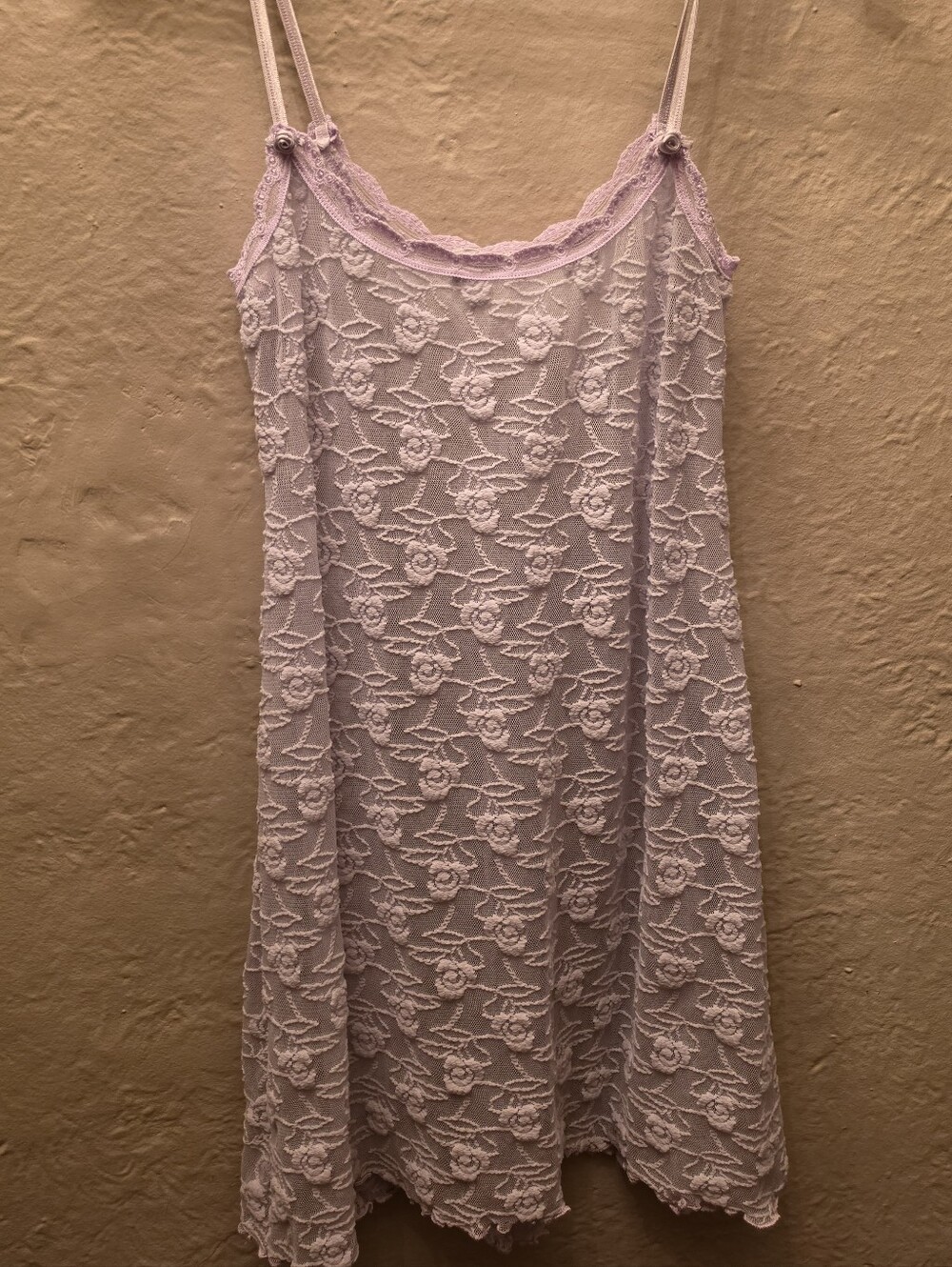 Vintage La Senza Lavender Lace Slip Dress Floral Sheer Y2K Lingerie 90s